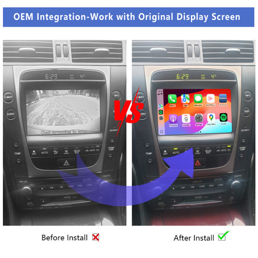 2004-2019 Lexus GS300 GS350 GS430 GS450H GS460 URS190 GRS191 GWS191 GRS196 OEM Head Units Wireless Apple CarPlay & Android Auto Integration Kits