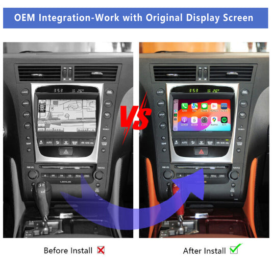 2005-2012 Lexus GS 300 430 460 OEM Head Units Wireless Apple CarPlay & Android Auto Module Integration Kits
