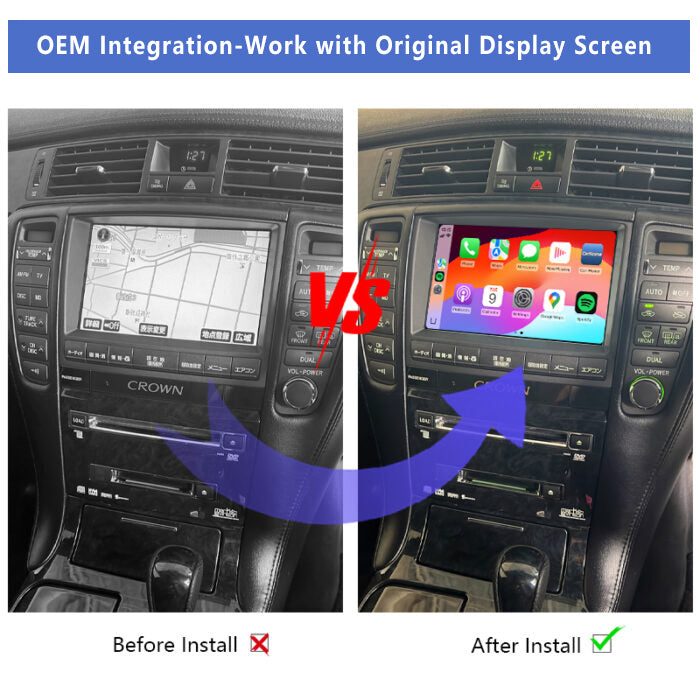 Toyota Crown UZS168 GRS180 GRS181 GRS182 Royal Saloon Wireless Apple CarPlay & Android Auto Integration for Car