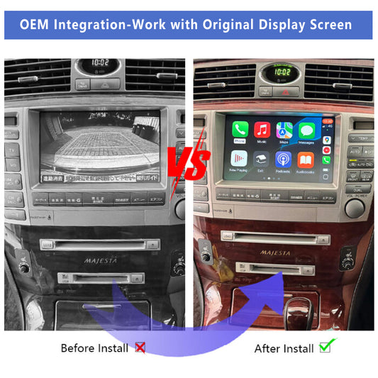 2006-2008 Toyota Crown Majesta UZS186s2 wireless Apple CarPlay & Android Auto Integration for Car