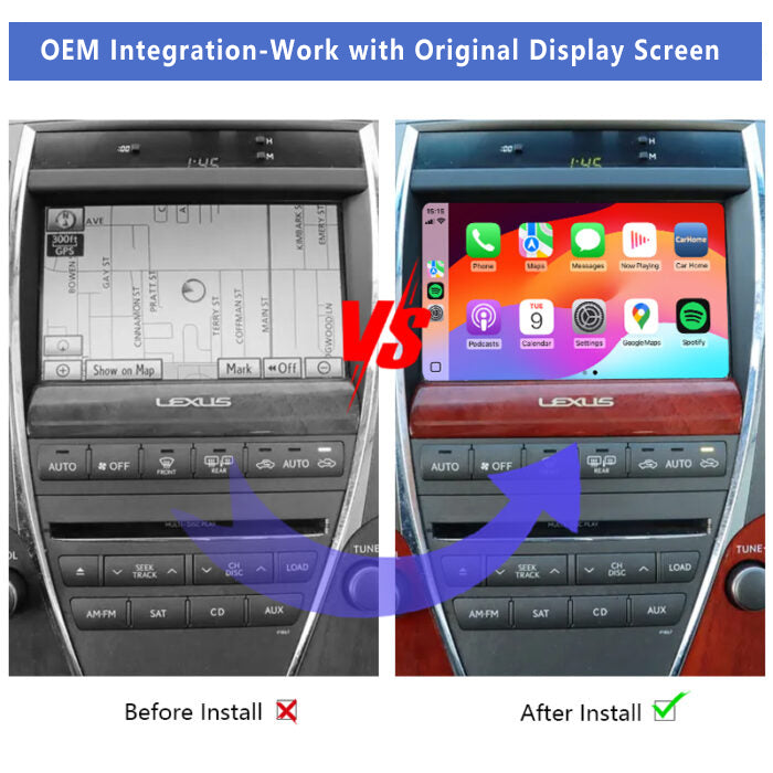 2009-2012 Lexus ES350 OEM Head Units Wireless Apple CarPlay & Android Auto Integration Kits