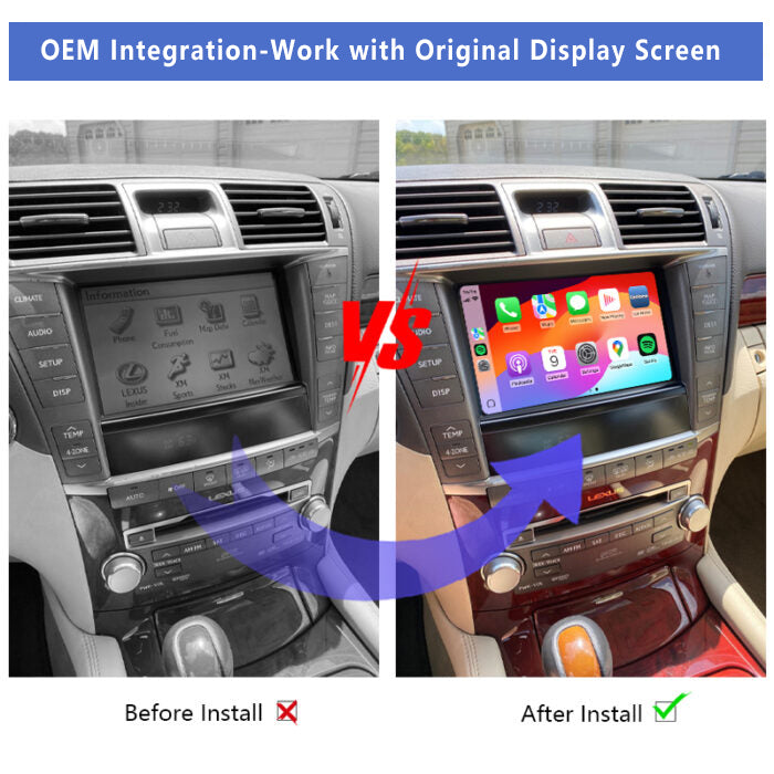 2006-2012 Lexus LS LS460 LS600 OEM Head Units upgrade Wireless Apple CarPlay & Android Auto Module Integration Kits