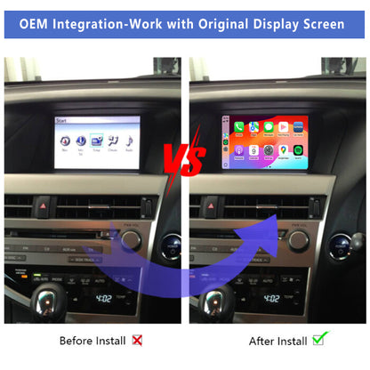 2012-2018 Lexus RX RX270 RX300 RX350 RX450H OEM Wireless Apple CarPlay & Android Auto Integration Module Kits.