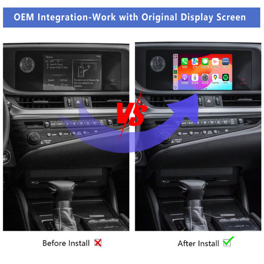2016-2020 Lexus ES/NX/RX/UX with touch panel OEM Head Units Wireless Apple CarPlay & Android Auto Integration Kits