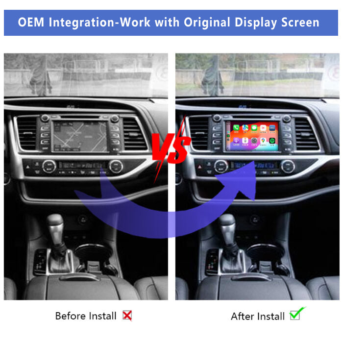 2014-2020 Toyota Highlander OEM Wireless Apple CarPlay Android Auto Integration for Car